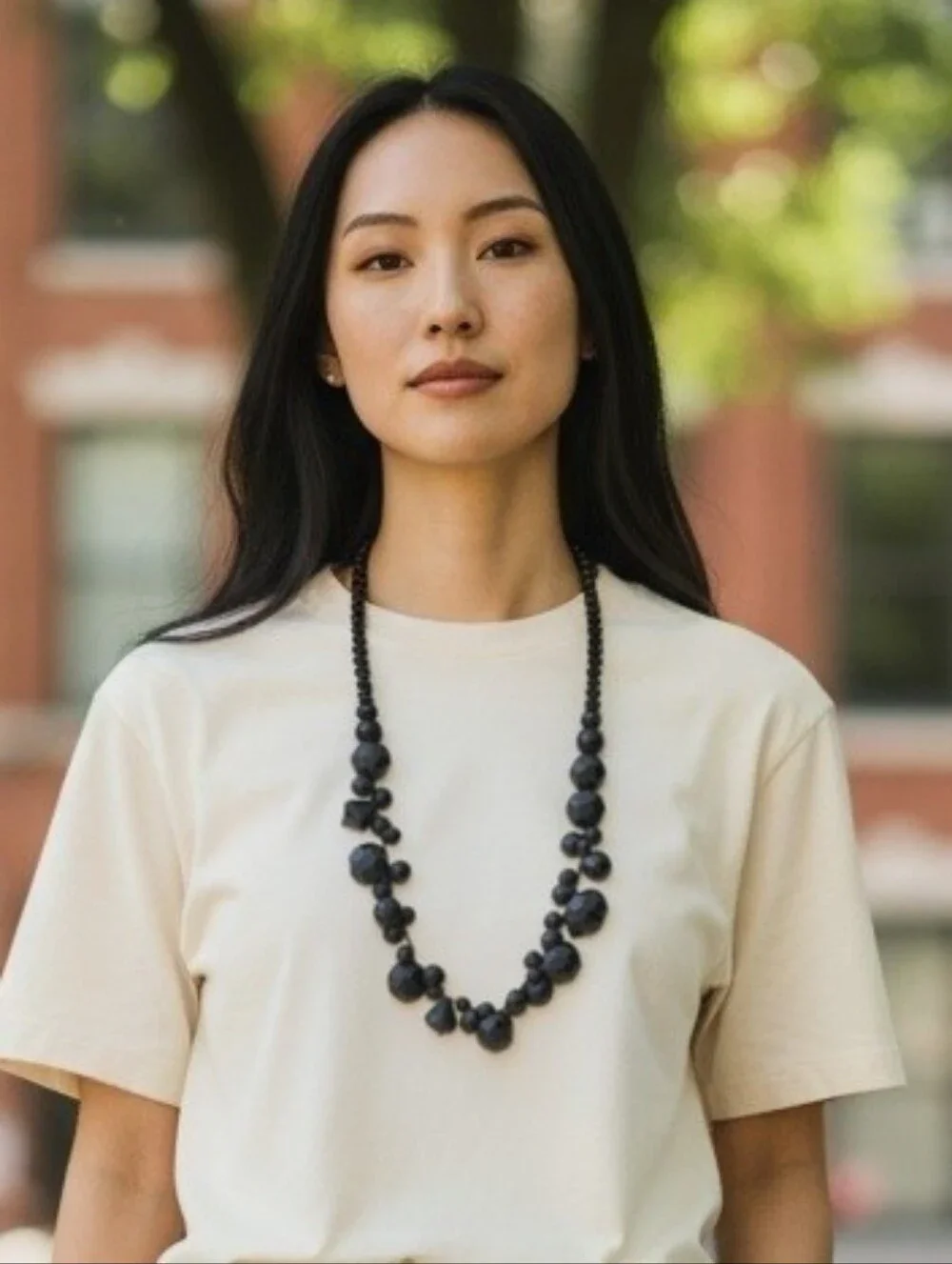 Black Faceted Bead Statement Necklace